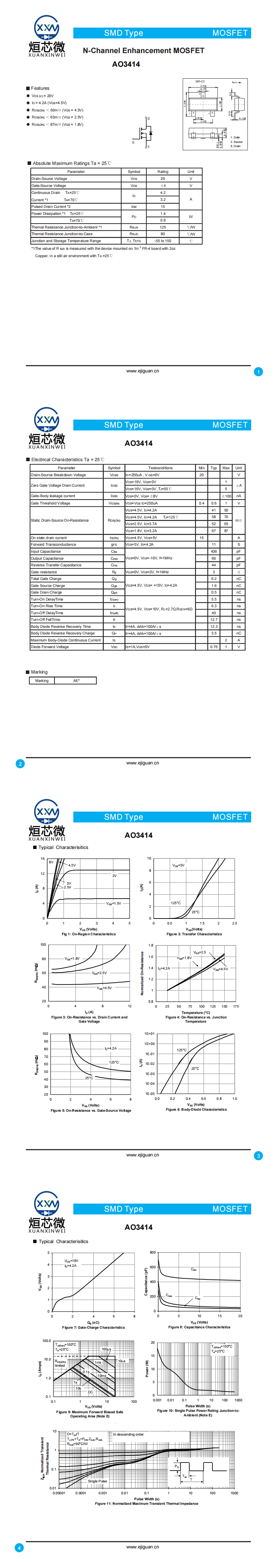 AO3414場(chǎng)效應(yīng)管,AO3414MOS管