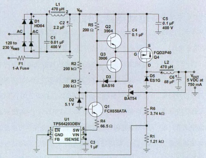 AC/DC降壓轉(zhuǎn)換器電路