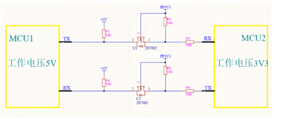 電平轉(zhuǎn)換電路 VDD和MCU之間串口通信