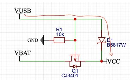 USB外接電源 鋰電池自動(dòng)切換電路